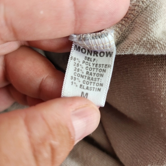 Monrow Women's French Plaid Double Layer Sweatshirt in Fawn Size Medium - Picture 12 of 12